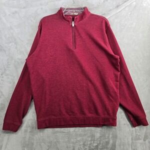 Genteal Mens Large Burgundy Heathered Cotton Quarter‎ Zip Pullover Sweatshirt